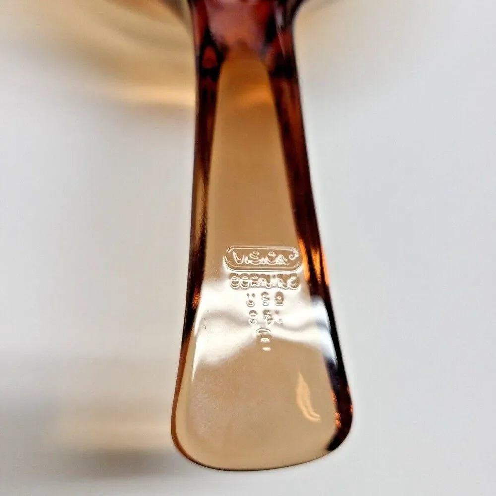 2 PCS Vtg Corning Visions Amber Glass Small Skillet Saucepans V-150-B USA